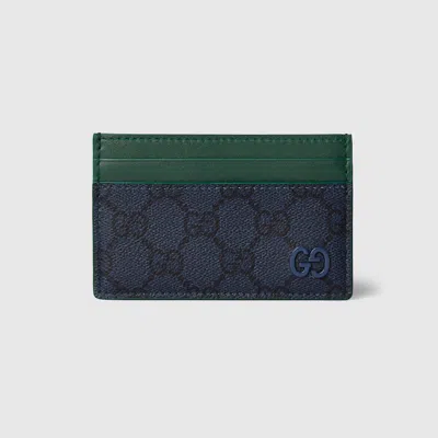 Gucci Green Gg Card Case In Blue