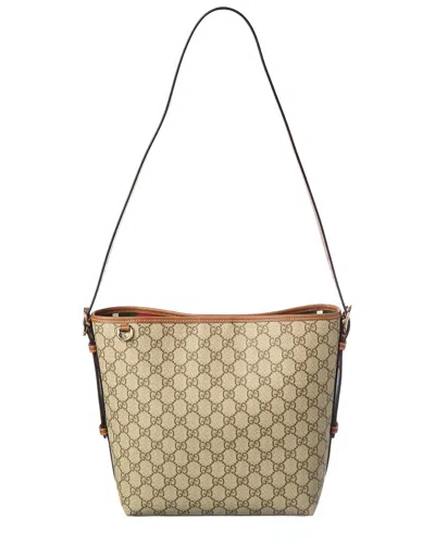 Gucci Gs Small Supreme Canvas & Leather Tote In Brown