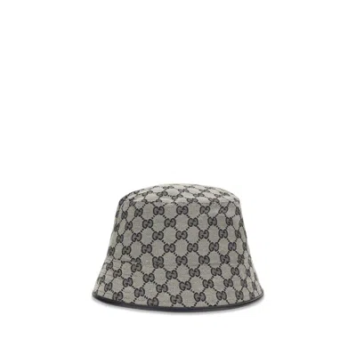 Gucci Gu8757403hbnh4068bb Gg Canvas Bucket Hat In Gray