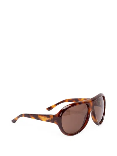 Gucci Sunglasses Oversized Frame Tortoiseshell Pattern In Brown
