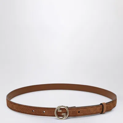 Gucci Blondie Brown Suede Gg Belt