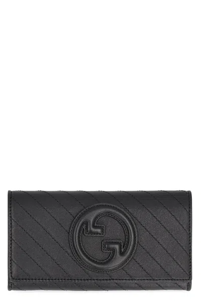 Gucci Blondie Continental Wallet In Leather In Black