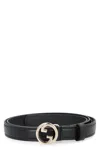 Gucci Womens Blondie Logo-buckle Leather Belt Black In Black