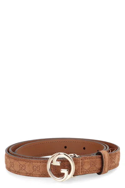 Gucci Blondie Leather Belt In Brown