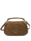 Gucci Mini Blondie Brown Shoulder Bag In Suede Women