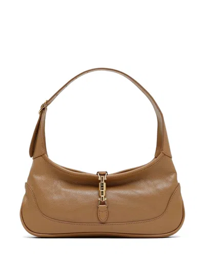 Gucci Nude Neutrals Leather Jackie 1961 Handbag In Brown