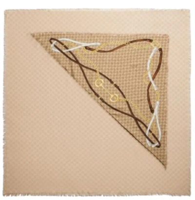 Gucci Fur Trimmed Gg Leather Shawl In Brown