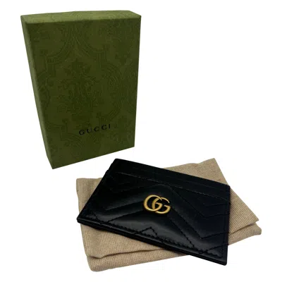 Pre-owned Gucci Gg Marmont Card Holder In Black