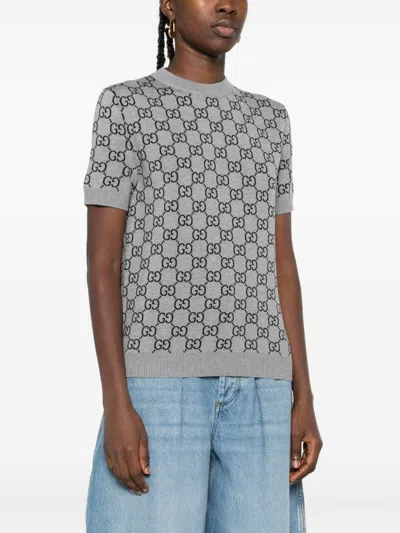 Gucci Gg Monogram Short Sleeve Reversible Sweater In Multi