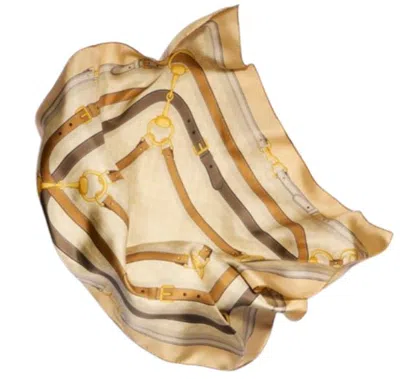 Gucci Gg Monogram Silk Scarf Beige In Brown