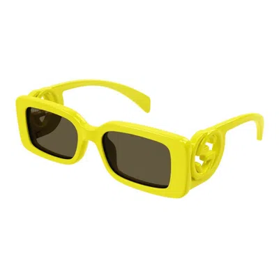 Gucci Eyewear Rectangle Frame Sunglasses In Giallo