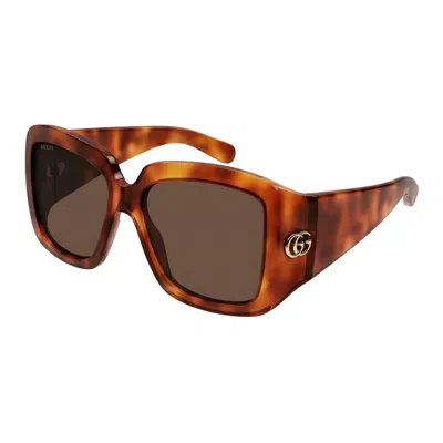 Gucci Tortoiseshell-effect Oversized-frame Sunglasses In Brown
