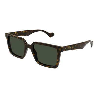 Gucci Men's Acetate Rectangle Sunglasses In Shiny Dark Havana