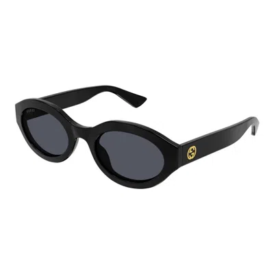 Gucci Grey Oval Ladies Sunglasses Gg1579s 001 53 In Black