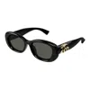 Gucci Black-black-grey Acetate Sunglasses In Black