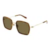 Gucci Havana-gold-brown Acetate Sunglasses