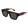 Gucci Black-green-grey Recycled Acetate Sunglasses In Black