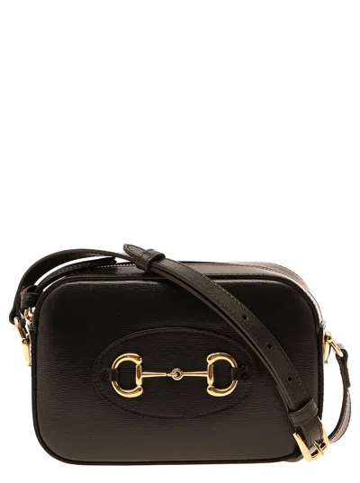 Gucci ' Horsebit 1955' Black Shoulder Bag With Horsebit Detail In Leather Woman