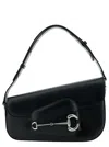 Gucci Leather Shoulder Bag With Iconic Frontal Horsebit In Black