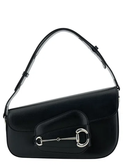 GUCCI GUCCI WOMEN 'GUCCI HORSEBIT 1955 SMALL' BLACK SHOULDER BAG WITH HORSEBIT DETAIL IN LEATHER WOMAN