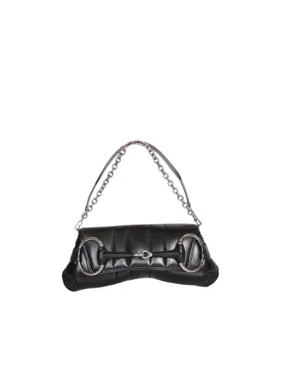 Gucci Horsebit Chain Media Shoulder Bag In Black