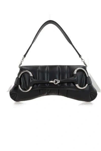 Gucci Horsebit Chain Media Shoulder Bag In Black