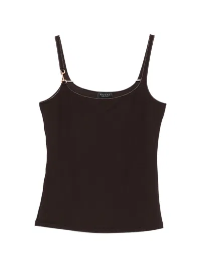 Gucci Horsebit Jersey Tank Top In Brown