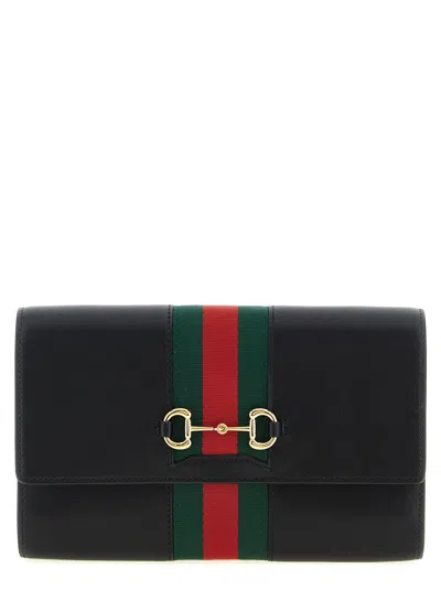 Gucci ' Horsebit Web' Wallet On Chain In Black