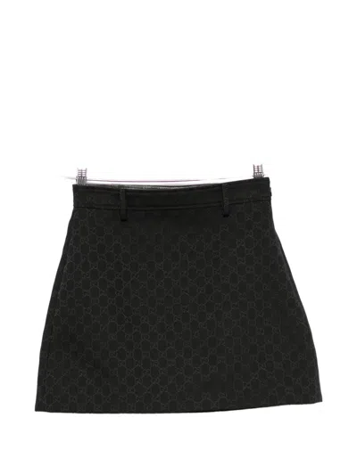 Gucci Zip Detail Leather Skirt Black