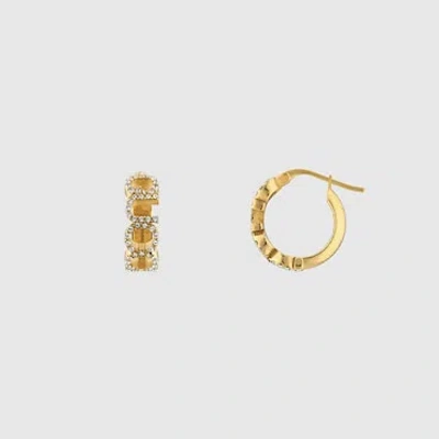 Gucci Embellished Letter Hoop Earrings In Gold-toned Metal