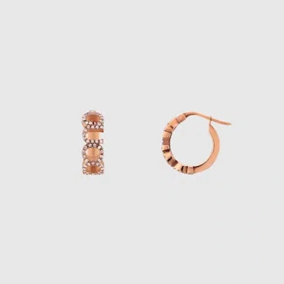 Gucci '' Letter Hoop Earrings In Rose-toned Metal