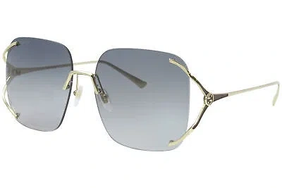 Pre-owned Gucci -logo Gg0646s 001 Sunglasses Women's Gold/grey Gradient Lenses 60-mm In Gray