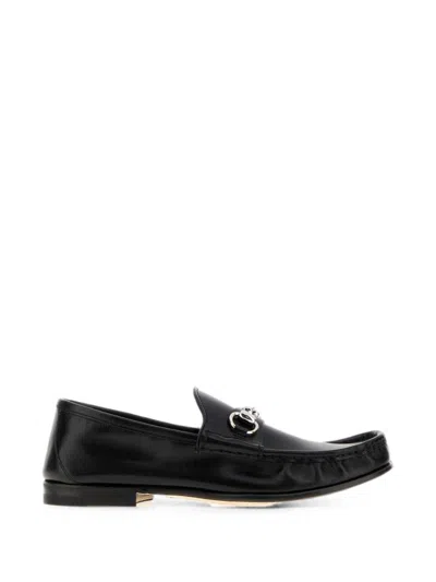 Gucci Lugano Black Leather Loafer With Silver Horsebit