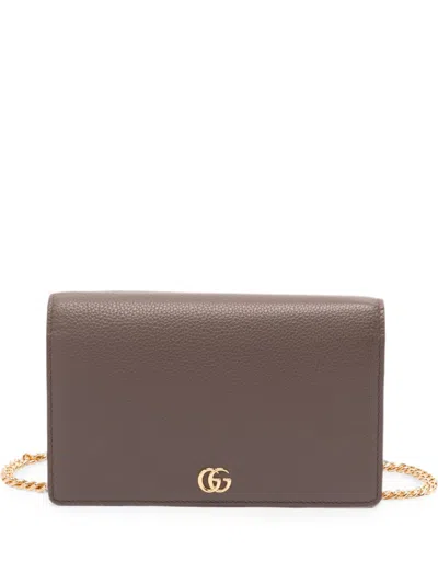Gucci Marmont Leather Wallet On Chain In Purple