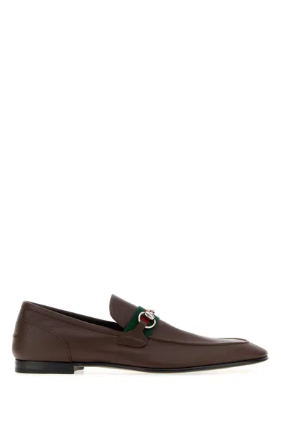 Gucci Mens Brown Calfskin Leather Sandals