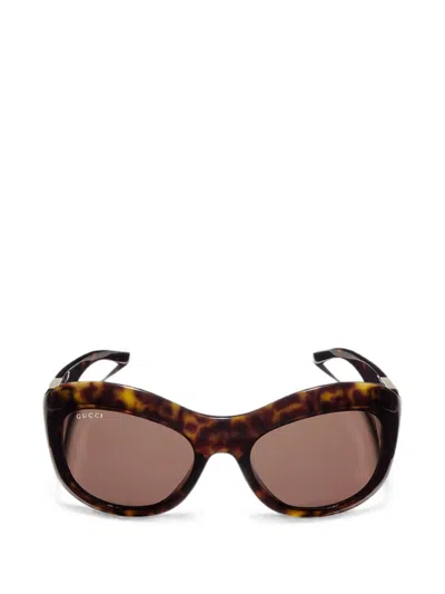 Gucci Oversized Tortoiseshell Round Sunglasses In Brown