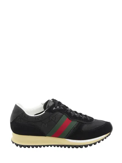 Gucci Sneaker Re-motion In Black Gg Fabric Men