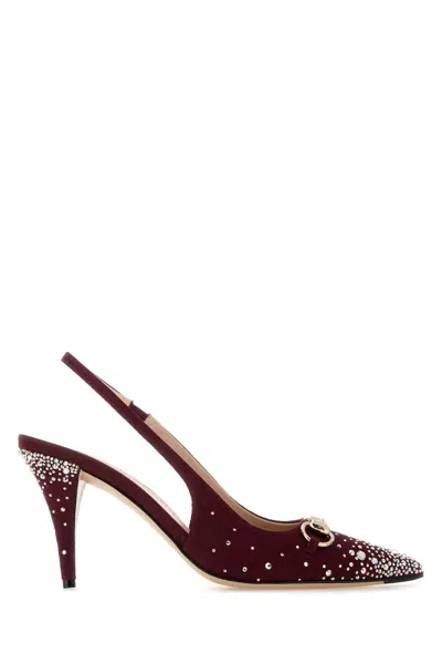 Gucci Rosso Ancora Fabric Pumps In Burgundy