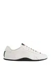 Gucci White Calf Leather Bos Taurus Low Top Sneakers In Multi