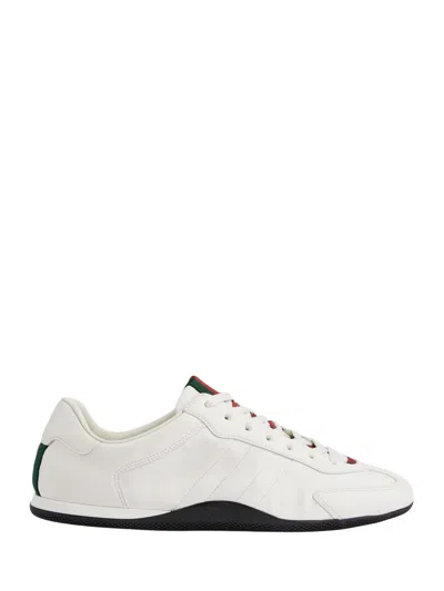 Gucci White Calf Leather Bos Taurus Low Top Sneakers In Neutral