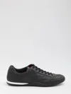 Gucci Men Black Low Top Sneakers With Web Tongue In Leather Man