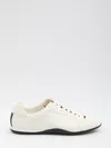 Gucci White Calf Leather Bos Taurus Low Top Sneakers In White
