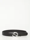 Gucci Gg Embossed Leather Belt In Black