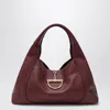 Gucci Women Bordeaux Shoulder Bag With Horsebit Closure In Grained Leather Woman In Red