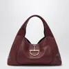 Gucci Women Bordeaux Shoulder Bag With Horsebit Closure In Grained Leather Woman In Red