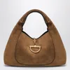 Gucci Softbit Maxi Suede Hobo Bag In Brown