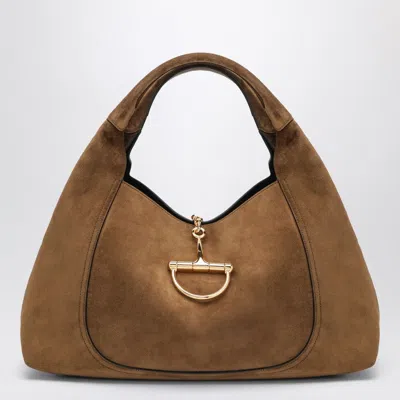 GUCCI GUCCI GUCCI SOFTBIT MAXI BROWN SUEDE BAG WOMEN