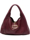 Gucci Women Bordeaux Shoulder Bag With Horsebit Closure In Grained Leather Woman In Red