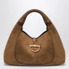 Gucci Women Brown Shoulder Bag With Horsebit Closure In Suede Woman In Brown