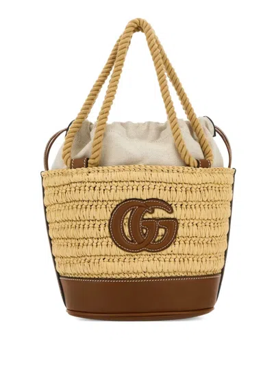 Gucci Summer Rafia Bucket Bag In Sand